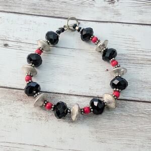 Vintage Bracelet - 7.5" Black & Red Bracelet